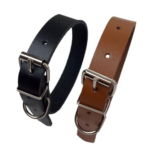 Kisangel Luxuriöses Verstellbares Hundehalsband aus Strapazierfähigem Rindsleder für Kleine und Mittelgroße Hunde Bequemes Design Modisch und Langlebig Schwarz von Kisangel