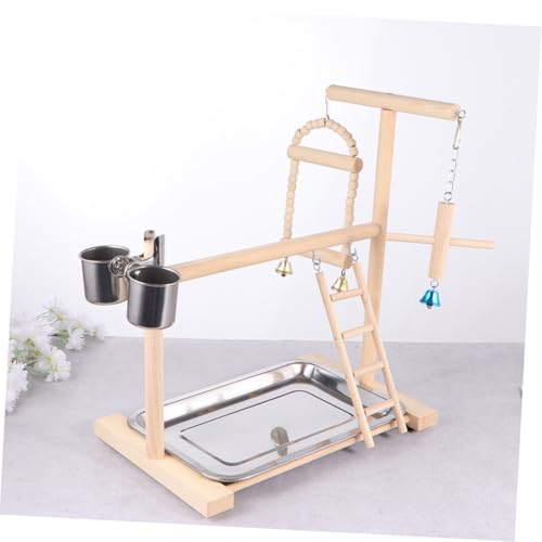 Kisangel Naturholz Papageien Spielplatz Schaukel Vogel Standspielzeug für Wellensittiche Nymphensittiche und Kleine Vögel Sicherer Hängender Kauspielplatz Balance und Zufällige Farbe von Kisangel