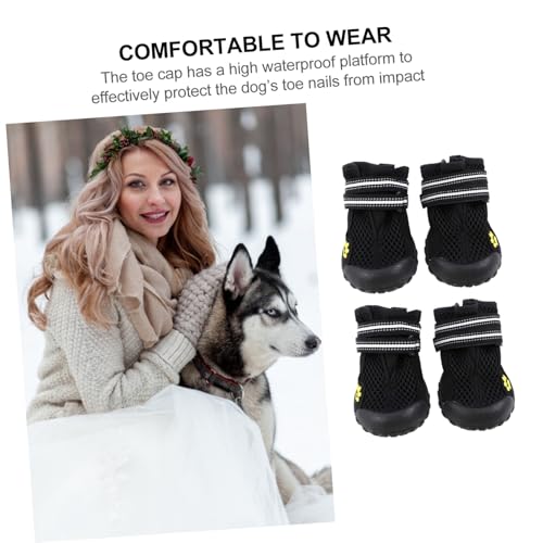 Kisangel Outdoor Hundeschuhe für Große und Mittlere Hunde Verstellbare Pfotenschützer mit Wasserdichtem Zehenschutz Atmungsaktives Netzmaterial für Wandern und Wintereinsatz von Kisangel