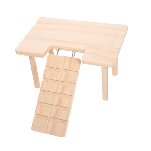 Kisangel Plattform für Hamsterkäfige Hamster-Plattform-Spielplatz Holztunnel für Hamster Hamsterbrücke Plattformspielzeug aus Holz für Hamster Hamsterholztunnel Hamstertreppe hölzern Beige von Kisangel