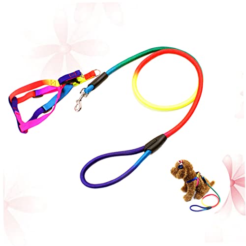Kisangel Rainbow Farbige Hundeleine und Brustgeschirr für Kleine Hunde Verstellbares Hundegeschirr für Haustiere Langlebig und von Kisangel