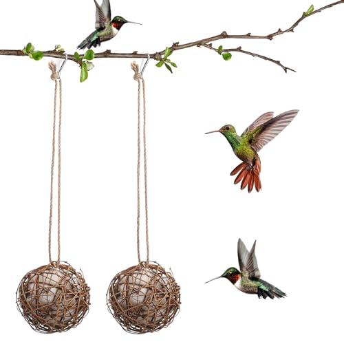 Kisangel Rattan-Vogel-Nistbälle, dekorative Weidenkugeln, Sittichspielzeug, Vogelkäfig-Zubehör, Papageien, Kauspielzeug, Futterspielzeug, 2 Stück von Kisangel