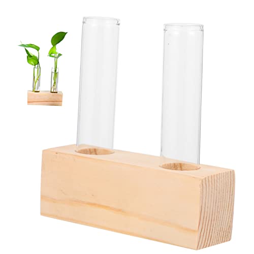Kisangel Reagenzglasvase Pflanzenterrarium Anlage klein Röhrenvase drinnen bürodeko büro Dekoration filges zimmerpflanzen transparentes Ausbreitungsrohr dekorative hydroponische Vase Holz von Kisangel