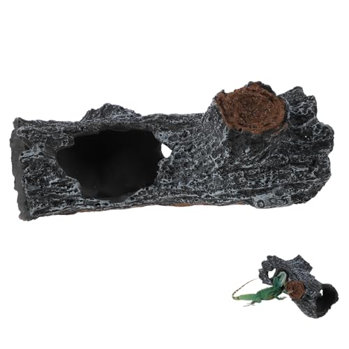Kisangel Reptilienversteck Höhle aus Verschleißfestem Harz Dekoratives Terrarium Zubehör Großes Versteck für Eidechsen Spinnen Hamster und Kleintiere Lebensechte Baumstamm für Terrarien von Kisangel