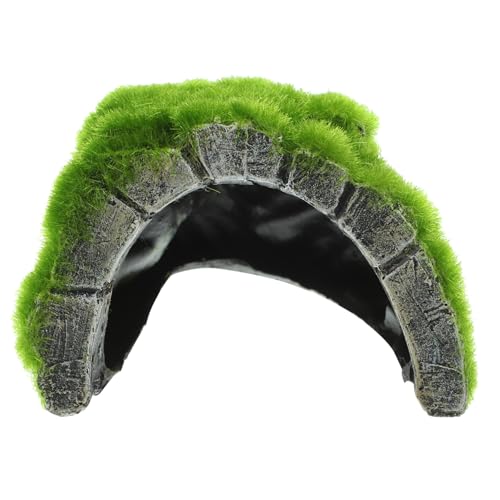 Kisangel Reptilienversteckhaus dekorative Schildkrötenrampe Schildkröten -Backenplattform Fischfutter Terrarium mit Haube Aquarium Dekoration aquariumdeko schleichtiere Harz Green von Kisangel
