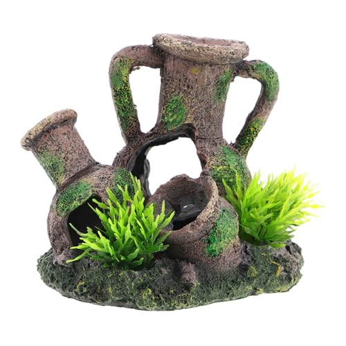 Kisangel Robuste Aquariumdekoration aus Resin Antike Fischversteckhöhle Vielseitiger Wassergarten Topf Kompatibel für Süßwasser Pflegeleichtes Design als Versteck und Ruheplatz für Fische von Kisangel