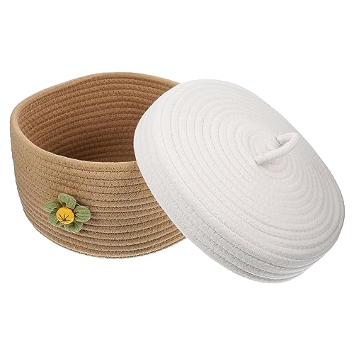Kisangel Baumwollseil-webkorb Dekorativer Aufbewahrungskorb Mit Deckel Home-Organizer Für Spielzeug Toilettenartikel Desktop-Korb Kisangel Baumwollseil-webkorb Dekorativer Aufbewahrungskorb Mit Deckel Home-Organizer Für Spielzeug Toilettenartikel Desktop-Korb von Kisangel