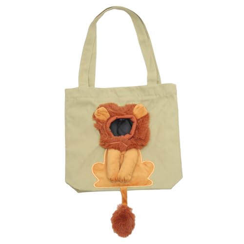 Kisangel Tragetasche für Katzen und Kleine Hunde aus Strapazierfähigem Canvas mit Niedlichem Tier Design Atmungsaktiv Leicht Schultertasche für Reisen Ausflüge und Camping Hellgrün von Kisangel