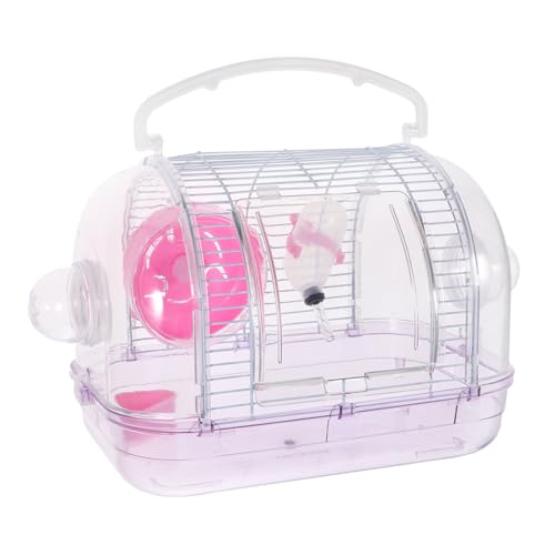 Kisangel Transparenter Kleintierkäfig für Hamster und Zwerghamster Handlicher Stabil und Sicher Leicht zu Reinigen für Ausflüge und Kleine Haustiere Rosa von Kisangel