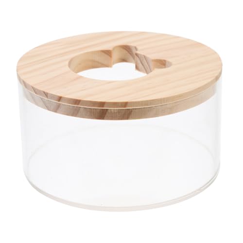 Kisangel Transparentes Hamster Sandbad mit Holzdeckel Sanddichtes Multifunktionales Sandbad für Kleine Haustiere Einfache Reinigung Langlebige Hamster badewanne und Toilette für von Kisangel