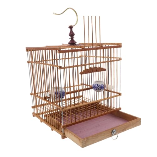 Kisangel Vintage Vogelkäfig Für Draußen Handgefertigt Rechteckig Papageienkäfig Mit Abnehmbarer Bodenschale Traditioneller Vogelkäfig Für Kleine Vögel von Kisangel