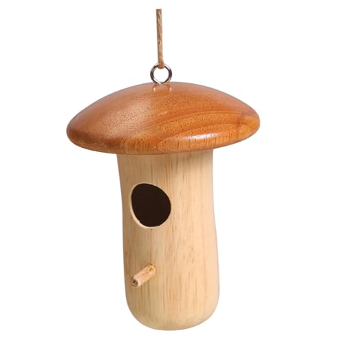 Kisangel Holz Vogel Nest Outdoor Garten Dekorative Pilz Form Feeder Box von Kisangel