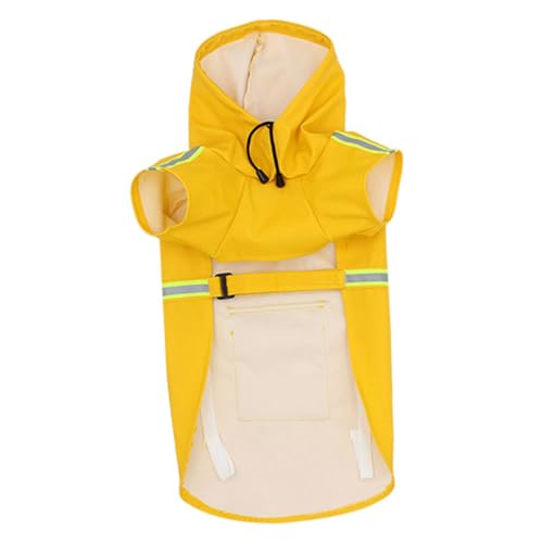 Kisangel Wasserdichter Hunderegenmantel mit Reflektierendem Streifen Elastischem Material und Kapuze Sicherer Outdoor Regenmantel für Große Hunde Gelb XXL für Spaziergänge bei Regen von Kisangel