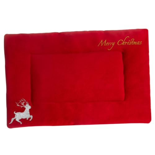 Kisangel Weihnachtliches Haustierbett Mit Gesticktem -Muster Waschbare Dicke Und Warme Hundedecke Für Katzen Und Hunde Multifunktionale Matratze Für Sofa Auto Und Transportbox XL von Kisangel