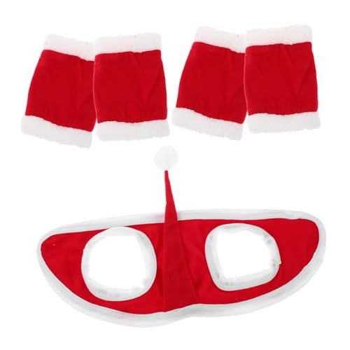Kisangel Weihnachts Pferdebeinbandagen und Hut mit Praktischem Schnallensystem Schnell Anlegbar Leicht zu Reinigen Festliches Kostüm für Pferde für Weihnachtsfeiern und Festliche von Kisangel