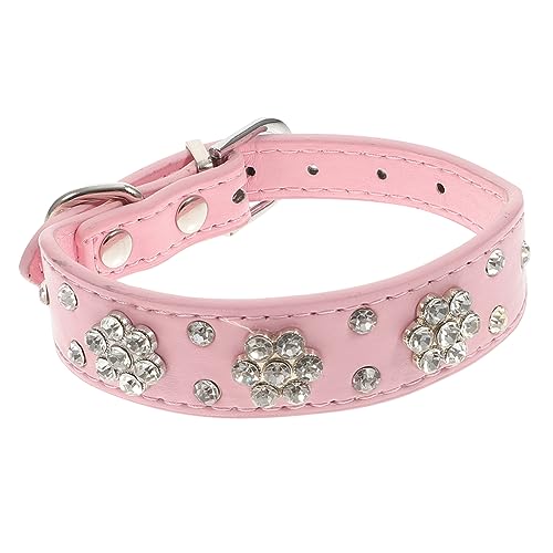 Kisangel Welpenhalsband hundehalsband pink Rosa Hundehalsband verstellbares Hundehalsband verstellbare Welpenhalsbänder für Streu Kragen Verstellbares Haustierhalsband Hündchen Strasssteine von Kisangel