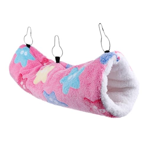 Kisangel Winter Warmes Hamster Hängematte Plüsch Tunnel Nest Kuscheliges Kleintierbett für Meerschweinchen und Chinchillas Weiches Haustier Versteck mit Seilen zum Aufhängen für Kalte von Kisangel