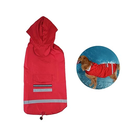 Kisangel roter Regenmantel reflektierende Jacke Regenponcho für Hunde wimperntusche Regenjacke Regenmantel für Haustiere Haustier Regen Slicker reflektierender Streifen Labrador Retriever von Kisangel