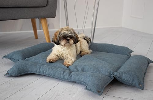 Hundebett & Hundekissen in einem - Blau/Einklappbare Hundeliege/Hunde-Schlafplatz maschinenwaschbarr passend für Hundebetten Tierkissen Katenbett Tierunterlage Hundeunterlage (Blau) von Kistenkolli Altes Land