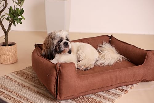 Hundebett & Hundekissen in einem - Braun/Einklappbare Hundeliege/Hunde-Schlafplatz maschinenwaschbarr passend für Hundebetten Tierkissen Katenbett Tierunterlage Hundeunterlage (Braun) von Kistenkolli Altes Land
