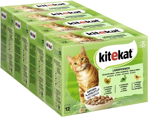 KITEKAT Portionsbeutel Multipack Landpicknick in Sauce 4x12x85g Katzenfutter Nassfutter von Kitekat