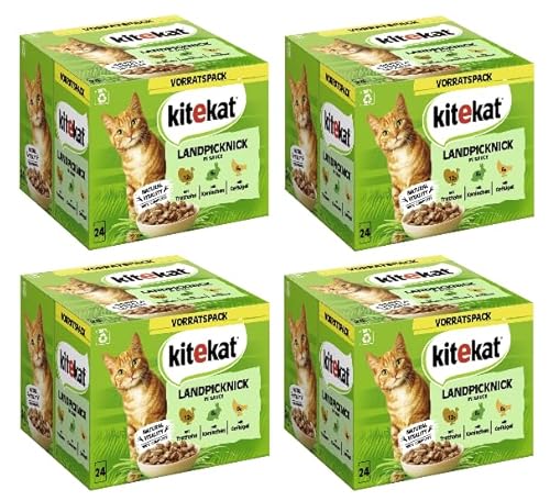 KITEKAT Portionsbeutel Multipack Vorratspack Landpicknick in Sauce 4 x 24x85g von Kitekat