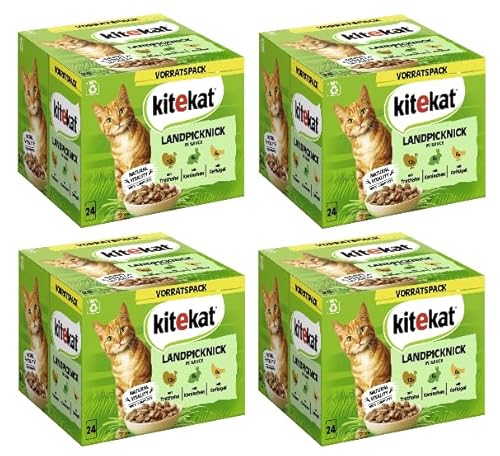 KITEKAT Portionsbeutel Multipack Vorratspack Landpicknick in Sauce 4 x 24x85g von Kitekat