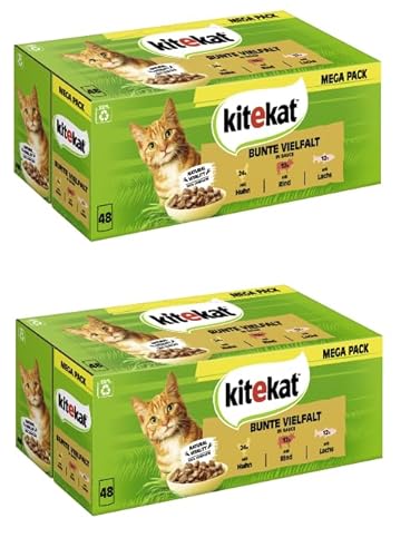 KITEKAT Portionsbeutel Multipack - Verschiedene Mengen (2X 48x85g, Bunte Vielfalt) von Kitekat
