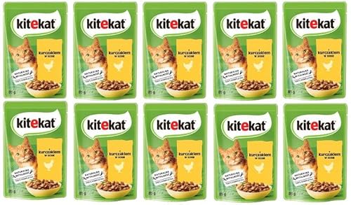 KITEKAT Portionsbeutel mit Huhn in Sauce Nassfutter für Katzen 10x85g von Kitekat