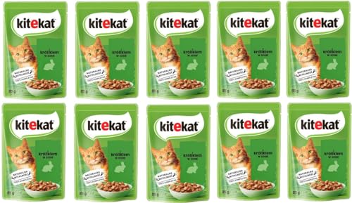 KITEKAT Portionsbeutel mit Kaninchen in Sauce Nassfutter für Katzen 10x85 von Kitekat