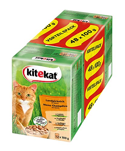 Kitekat Katzenfutter Landpicknick in Soße, 48 Beutel (48 x 100 g) von Kitekat