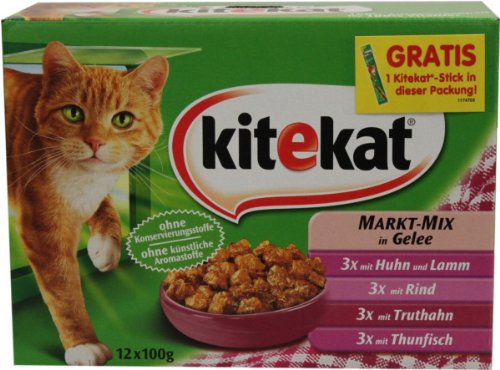 Kitekat Multipack 12x100g Markt-Mix in Gelee, 1er Pack (1 x 1.2 kg) von Kitekat