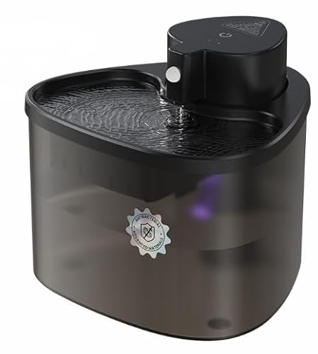 Kitgody Katzenbrunnen Kabellos mit Bewegungsmelder, 2L Trinkbrunnen für Katze,Batteriebetrieben Katzen Trinkbrunnen, Einfache Reinigung von Kitgody