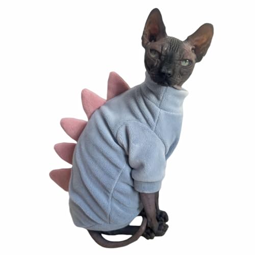 Dinosaur Sphynx Katzenkleidung, weicher Polarfleecepullover für Katzen, elastische Haustierkleidung, dick, warm, Winteroutfit für haarlose Katze, Devon, Kornisch, kleine Hunde mit Ärmeln (Himmelblau, Dinosaur Sphynx Katzenkleidung, weicher Polarfleecepullover für Katzen, elastische Haustierkleidung, dick, warm, Winteroutfit für haarlose Katze, Devon, Kornisch, kleine Hunde mit Ärmeln (Himmelblau, von Kitipcoo