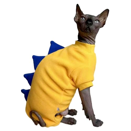 Katzenkleidung mit vier Beinen, Dinosaurier-Sphynx, haarlos, warm, Polar-Fleece-Overall, elastische Haustierkleidung für Sphynx, Chirurgie, Genesungsanzug, haarlose Katzenkleidung für Devon, Kornisch Katzenkleidung mit vier Beinen, Dinosaurier-Sphynx, haarlos, warm, Polar-Fleece-Overall, elastische Haustierkleidung für Sphynx, Chirurgie, Genesungsanzug, haarlose Katzenkleidung für Devon, Kornisch von Kitipcoo