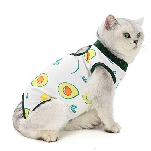 Kitipcoo Professionelle Chirurgie Recovery Anzug für Katzen, Paste, Baumwolle, atmungsaktiv, Anzüge für Bauchwunden und Hauterkrankungen für Katzen, Hunde, Anzug (L(3.9–5 kg), Avocado) von Kitipcoo