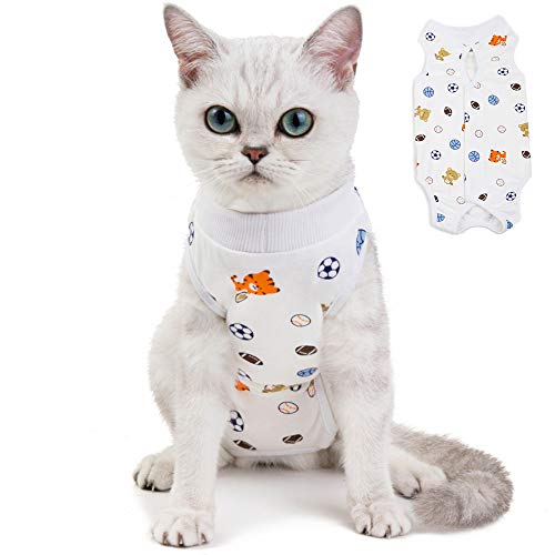 Kitipcoo Professioneller Chirurgie-Anzug für Katzen, Paste Baumwolle, atmungsaktiv, für Bauchwunden und Hauterkrankungen für Katzen, Hunde, nach Operationen, L (8.5-11 lbs), Ball von Kitipcoo