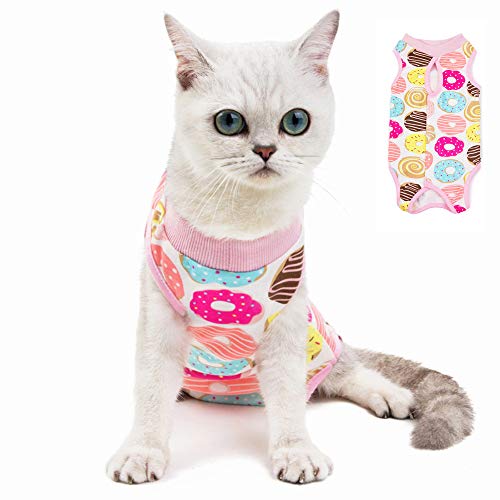 Kitipcoo Professioneller Chirurgie-Anzug für Katzen, Paste Baumwolle, atmungsaktiv, für Bauchwunden und Hauterkrankungen für Katzen, Hunde, nach Operationen, S (3.3-5.5 lbs), Donut von Kitipcoo