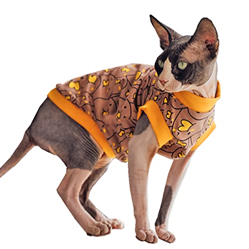 Sommer-T-Shirt für Sphynx-Katzen, Baumwolle, mit rundem Kragen, ärmellos, für Katzen und kleine Hunde, Größe L, Küken Sommer-T-Shirt für Sphynx-Katzen, Baumwolle, mit rundem Kragen, ärmellos, für Katzen und kleine Hunde, Größe L, Küken von Kitipcoo