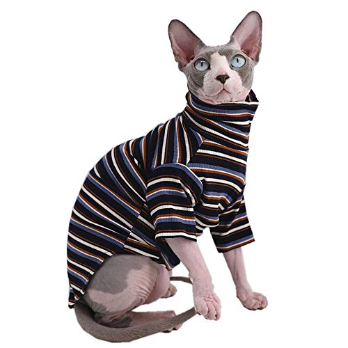 Sphynx Haarlose Katze, niedlich, atmungsaktiv, Sommer-T-Shirt, Baumwolle, Rundhalsausschnitt, ärmellos, für Katzen und kleine Hunde, Größe XL (4,1–5,5 kg), tiefblau von Kitipcoo