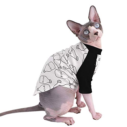 Sphynx Haarlose Katze niedlich atmungsaktiv Sommer Baumwolle T-Shirts Milchflasche Muster Haustierkleidung Rundkragen Weste Kätzchen Shirts ärmellos Katzen & kleine Hunde Bekleidung (S (0.9-1.6 kg) von Kitipcoo