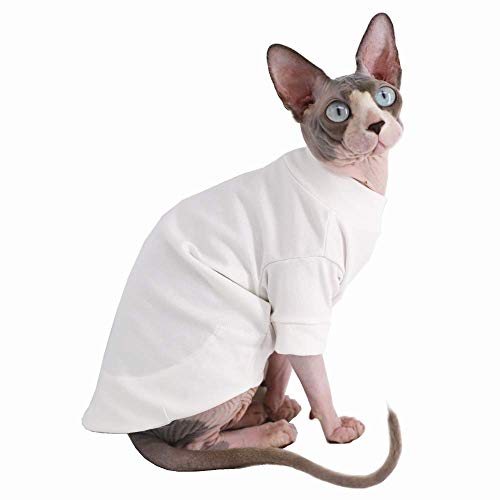 Sphynx Haarlose Katzen-T-Shirts aus Baumwolle, Haustierkleidung, Pullover Kätzchen-T-Shirts mit Ärmeln, Katzen und kleine Hunde, einfarbig von Kitipcoo