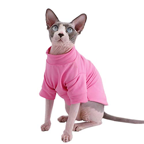 Sphynx Haustier-T-Shirts aus Baumwolle, ohne Haare, für Katzen und kleine Hunde, S (3.3-5 lbs), Neu-Rosa von Kitipcoo