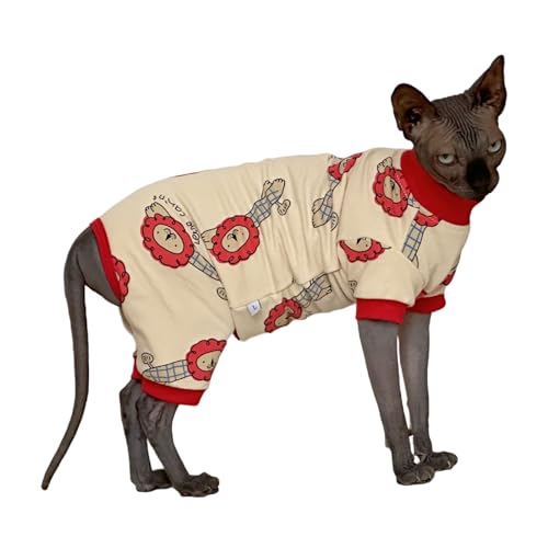 Sphynx Katzen-Pyjama aus Baumwolle mit vier Beinen, elastisch, Haustierkleidung für haarlose Katzen, Chirurgie, Genesungsanzug, Katzenunterhemd, thermische haarlose Katzenkleidung für Sphynx, Devon, von Kitipcoo