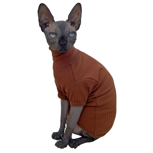 Sphynx Katzen Shirt Baumwolle Haarlose Katze Rollkragenpullover Kätzchen T-Shirts mit Ärmeln Katze Pyjamas für Sphynx Cornish Rex, Devon Rex, Peterbald von Kitipcoo