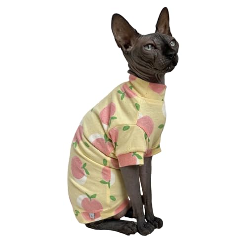 Sphynx Katzen-T-Shirt, Baumwolle, haarlos, Katzen-Sweatshirt, Rundkragen, Kätzchen, Weste, Katzen und kleine Hunde, Pfirsich, Größe XXL (5,7–6,8 kg) von Kitipcoo
