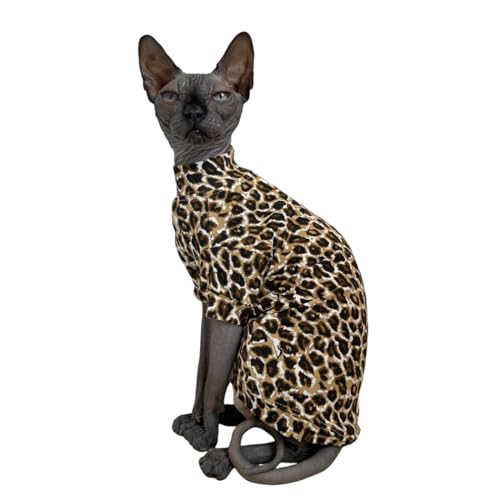 Sphynx Katzen-T-Shirt, Baumwolle, haarlos, Katzen-Sweatshirt, Rundkragen, Kätzchen-Shirt, Weste, Katzen und kleine Hunde (Jaguar, Größe XL (4,5–5,4 kg)) von Kitipcoo