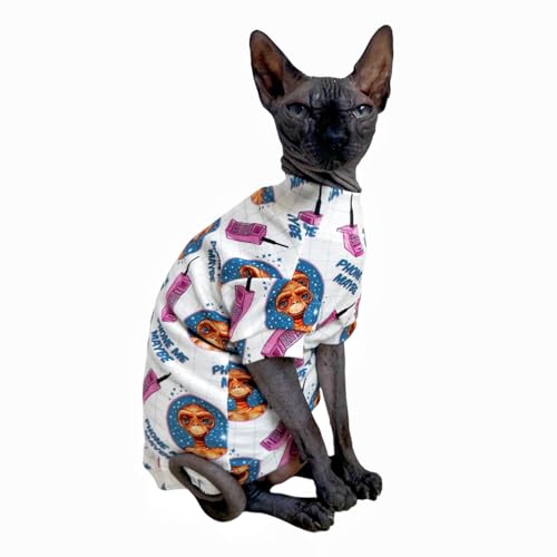 Sphynx Katzen-T-Shirts, elastisch, haarlos, Katzen-Sweatshirt, Rundkragen, Kätzchen, Weste, Katzen und kleine Hunde, Größe S (1,5–2 kg)) von Kitipcoo