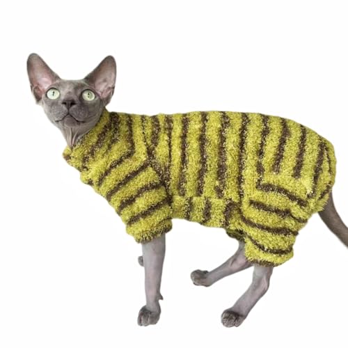 Sphynx Katzenkleidung, Fleece-Schlafanzug mit vier Beinen, superweich, elastisch, Haustierkleidung für haarlose Katzen, Operationen, Genesungsanzug, Katze für Sphynx, Devon Cornish, Grün / Schwarz von Kitipcoo