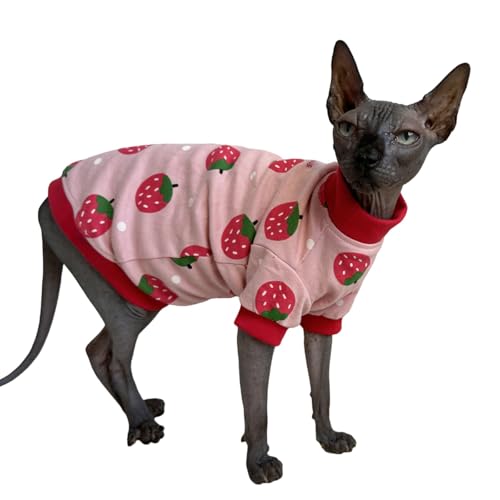 Sphynx Katzenkleidung, Weste, haarlos, Katzen-T-Shirts, Kätzchen, Kätzchen, Weste, Katzen und kleine Hunde, Erdbeere, Größe XL Sphynx Katzenkleidung, Weste, haarlos, Katzen-T-Shirts, Kätzchen, Kätzchen, Weste, Katzen und kleine Hunde, Erdbeere, Größe XL von Kitipcoo